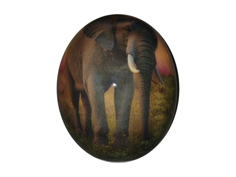 Decoupage Ostrich Egg - Elephant